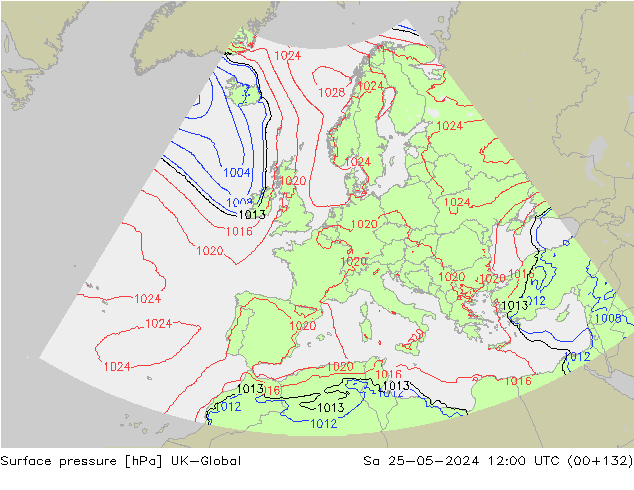 Surface pressure UK-Global Sa 25.05.2024 12 UTC