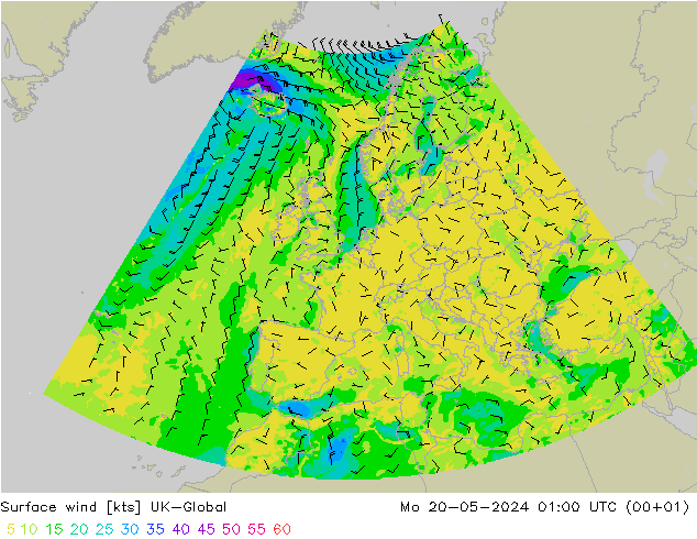 风 10 米 UK-Global 星期一 20.05.2024 01 UTC