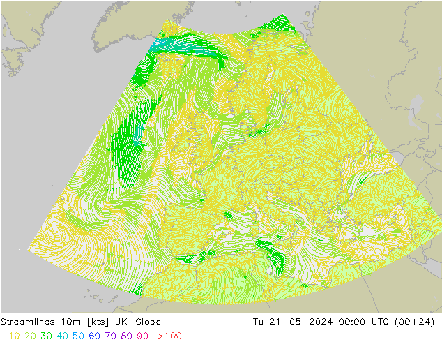 风 10m UK-Global 星期二 21.05.2024 00 UTC