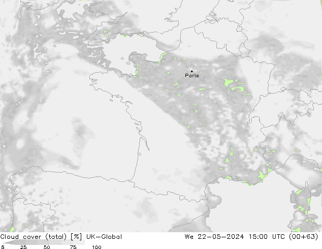 Nuages (total) UK-Global mer 22.05.2024 15 UTC