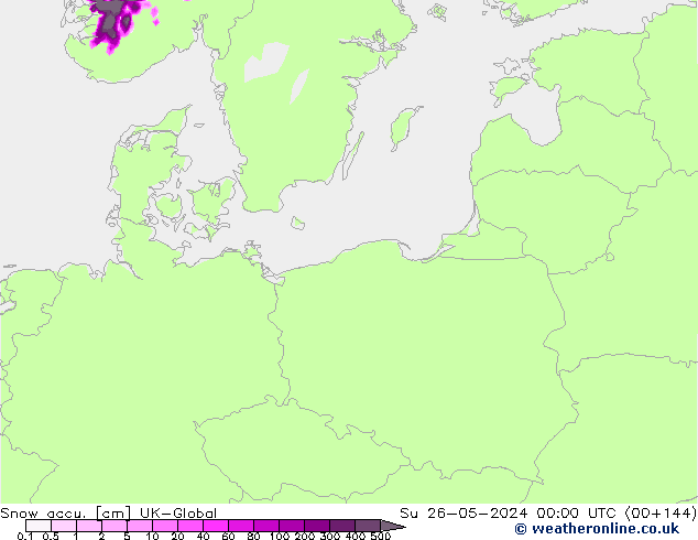 Snow accu. UK-Global Su 26.05.2024 00 UTC