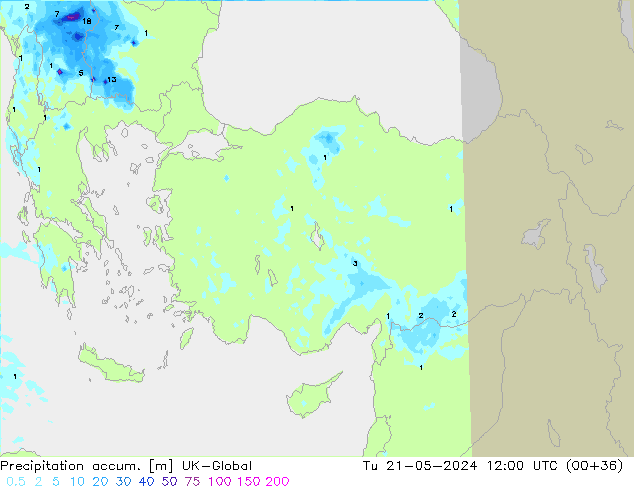 Precipitation accum. UK-Global  21.05.2024 12 UTC