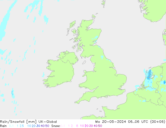 Rain/Snowfall UK-Global Pzt 20.05.2024 06 UTC