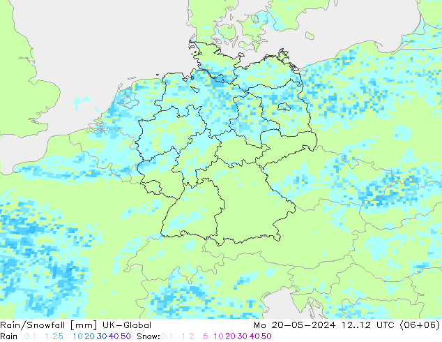 Rain/Snowfall UK-Global Po 20.05.2024 12 UTC