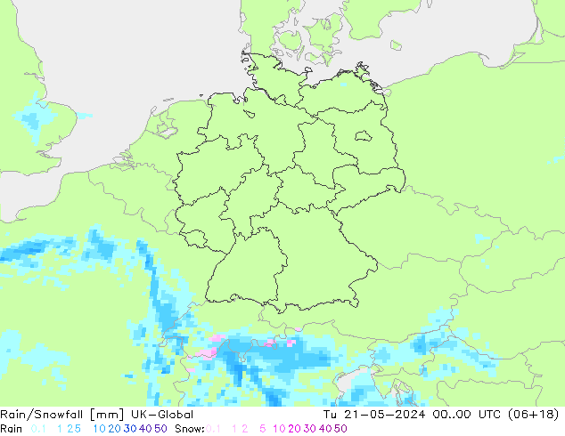 Rain/Snowfall UK-Global  21.05.2024 00 UTC