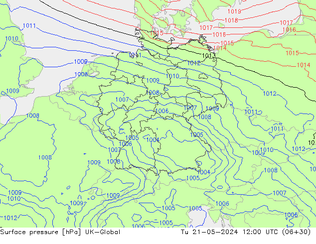 Presión superficial UK-Global mar 21.05.2024 12 UTC