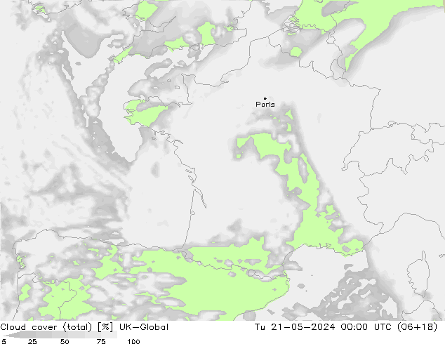Nuages (total) UK-Global mar 21.05.2024 00 UTC