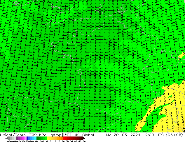 Height/Temp. 700 hPa UK-Global Mo 20.05.2024 12 UTC