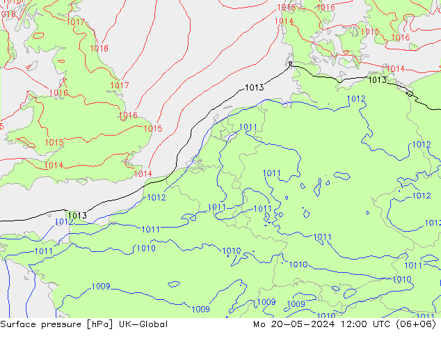 pressão do solo UK-Global Seg 20.05.2024 12 UTC
