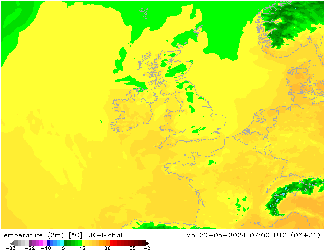 Temperature (2m) UK-Global Mo 20.05.2024 07 UTC