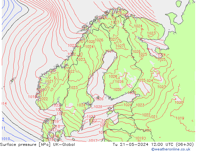 pression de l'air UK-Global mar 21.05.2024 12 UTC