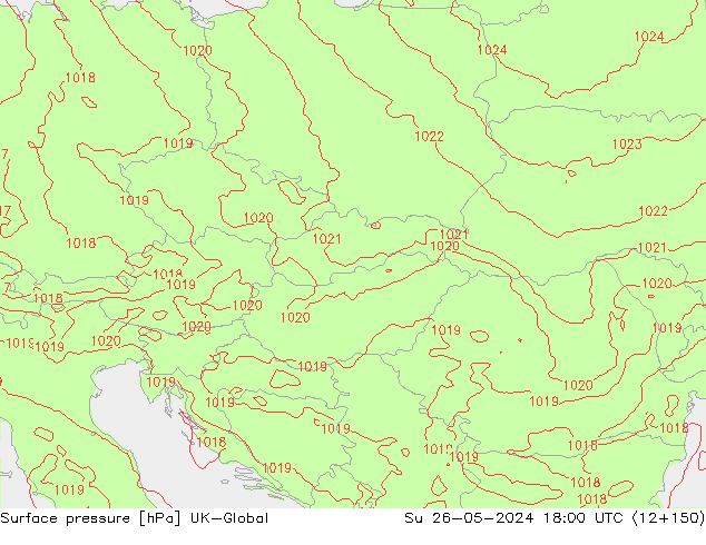 Surface pressure UK-Global Su 26.05.2024 18 UTC