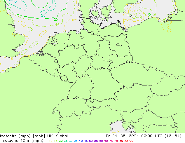 Isotachen (mph) UK-Global Fr 24.05.2024 00 UTC