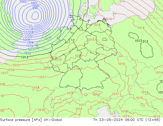 Luchtdruk (Grond) UK-Global do 23.05.2024 06 UTC