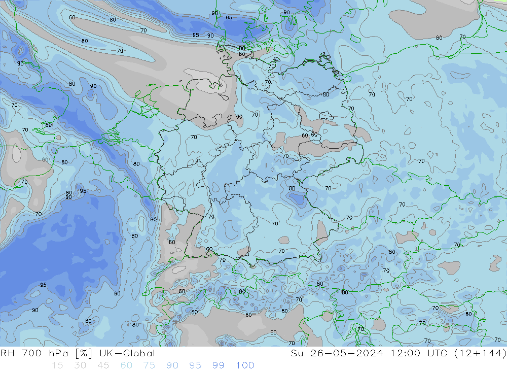 RH 700 hPa UK-Global Su 26.05.2024 12 UTC