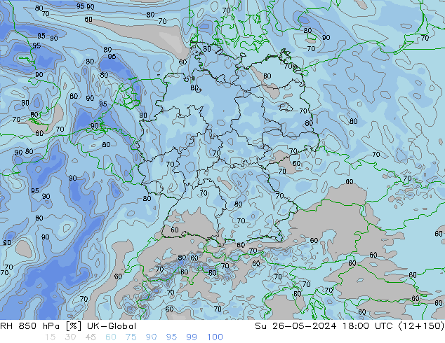 850 hPa Nispi Nem UK-Global Paz 26.05.2024 18 UTC