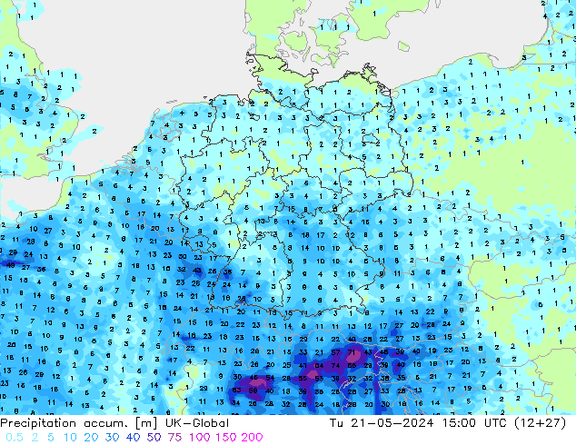 Toplam Yağış UK-Global Sa 21.05.2024 15 UTC