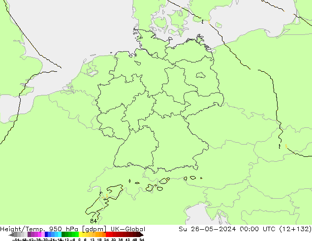 Géop./Temp. 950 hPa UK-Global dim 26.05.2024 00 UTC