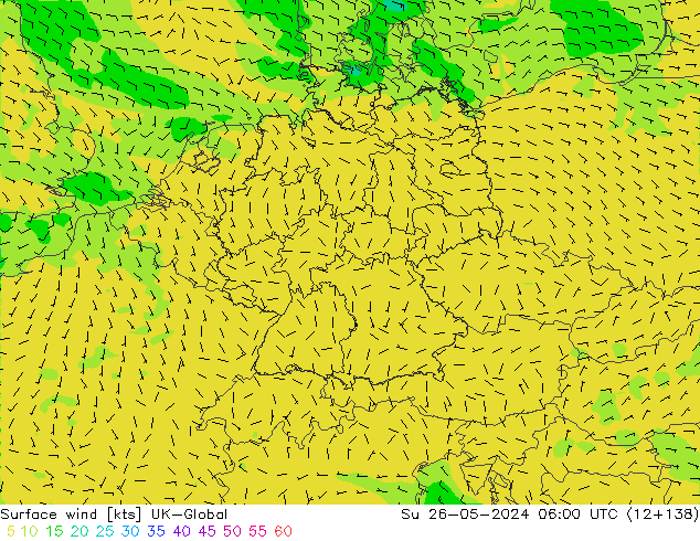 Surface wind UK-Global Su 26.05.2024 06 UTC