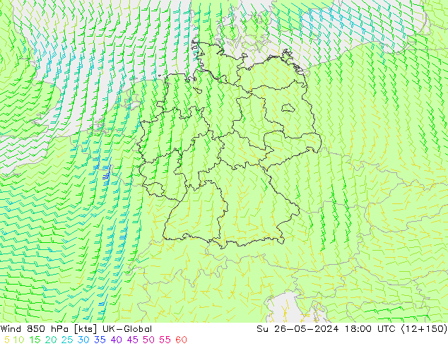 ветер 850 гПа UK-Global Вс 26.05.2024 18 UTC