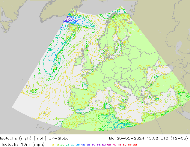 Isotachen (mph) UK-Global Mo 20.05.2024 15 UTC