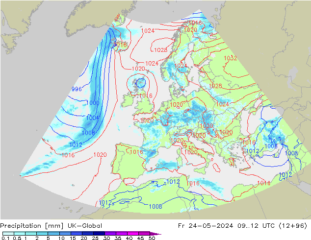 Yağış UK-Global Cu 24.05.2024 12 UTC