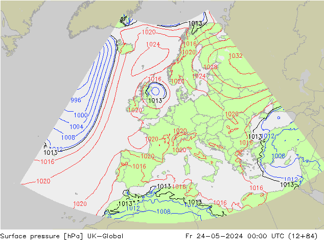 Atmosférický tlak UK-Global Pá 24.05.2024 00 UTC