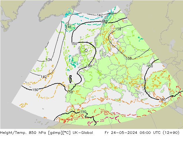 Height/Temp. 850 hPa UK-Global Pá 24.05.2024 06 UTC