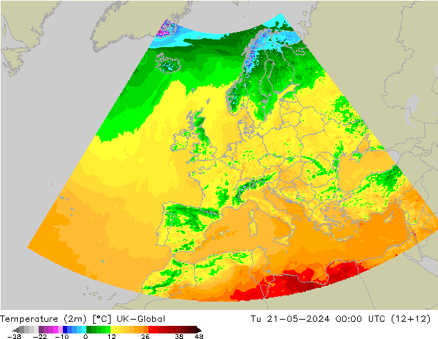 Temperatura (2m) UK-Global Ter 21.05.2024 00 UTC