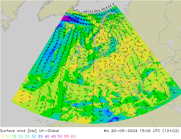 风 10 米 UK-Global 星期一 20.05.2024 15 UTC