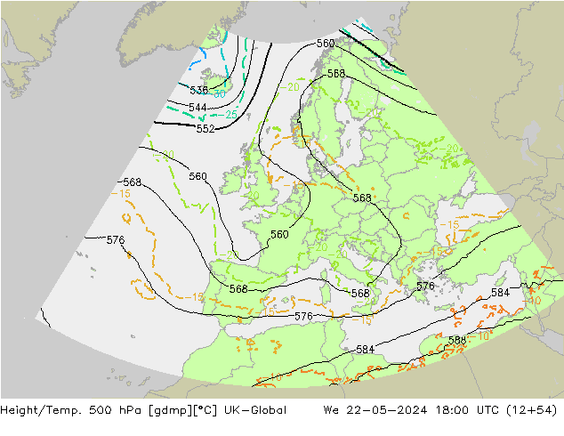 Hoogte/Temp. 500 hPa UK-Global wo 22.05.2024 18 UTC