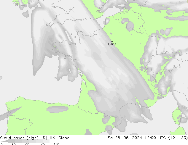 Bewolking (Hoog) UK-Global za 25.05.2024 12 UTC