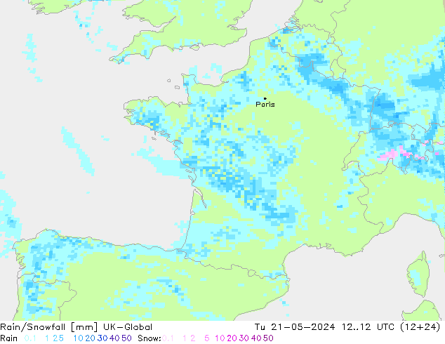 Rain/Snowfall UK-Global Ter 21.05.2024 12 UTC