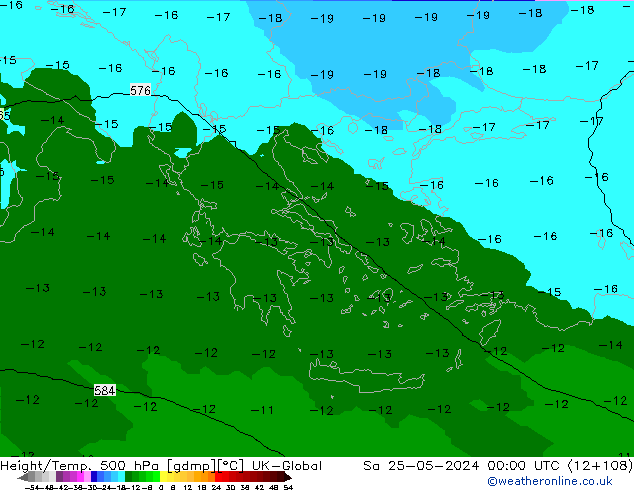 Height/Temp. 500 hPa UK-Global Sáb 25.05.2024 00 UTC