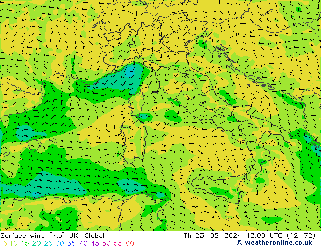 Rüzgar 10 m UK-Global Per 23.05.2024 12 UTC