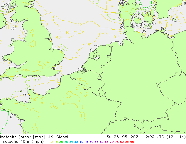 Isotachen (mph) UK-Global zo 26.05.2024 12 UTC
