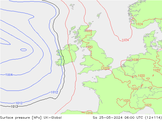 Luchtdruk (Grond) UK-Global za 25.05.2024 06 UTC