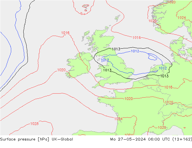 pressão do solo UK-Global Seg 27.05.2024 06 UTC