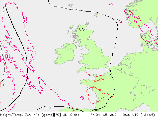 Height/Temp. 700 hPa UK-Global pt. 24.05.2024 12 UTC