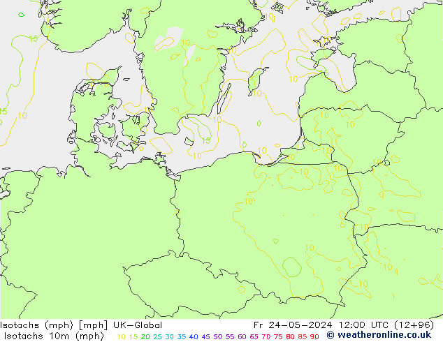 Isotachs (mph) UK-Global ven 24.05.2024 12 UTC