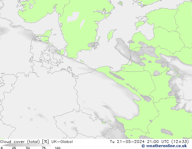 Wolken (gesamt) UK-Global Di 21.05.2024 21 UTC