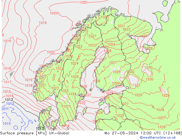 приземное давление UK-Global пн 27.05.2024 12 UTC