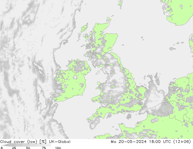 zachmurzenie (niskie) UK-Global pon. 20.05.2024 18 UTC