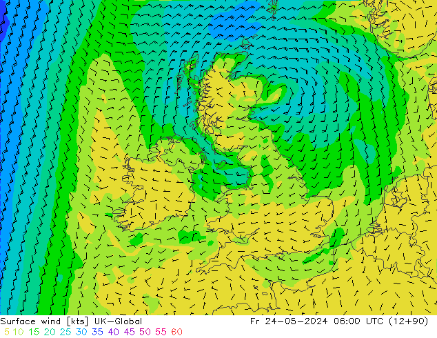 Wind 10 m UK-Global vr 24.05.2024 06 UTC