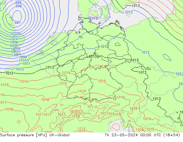 Luchtdruk (Grond) UK-Global do 23.05.2024 00 UTC