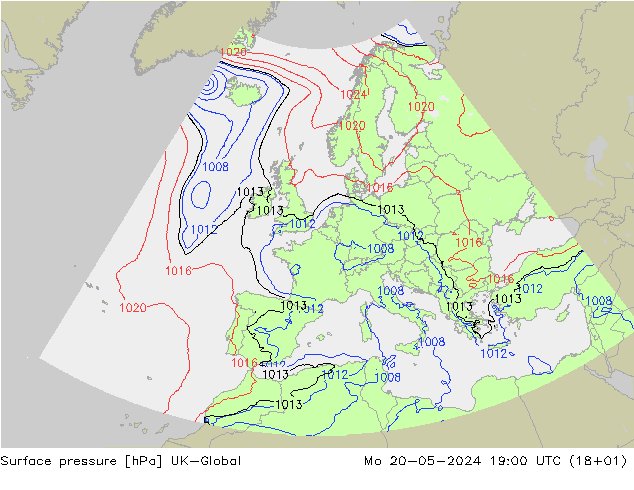 Luchtdruk (Grond) UK-Global ma 20.05.2024 19 UTC