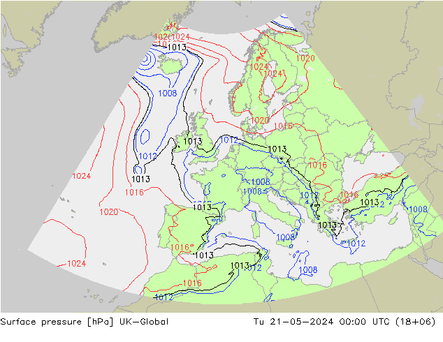 Pressione al suolo UK-Global mar 21.05.2024 00 UTC