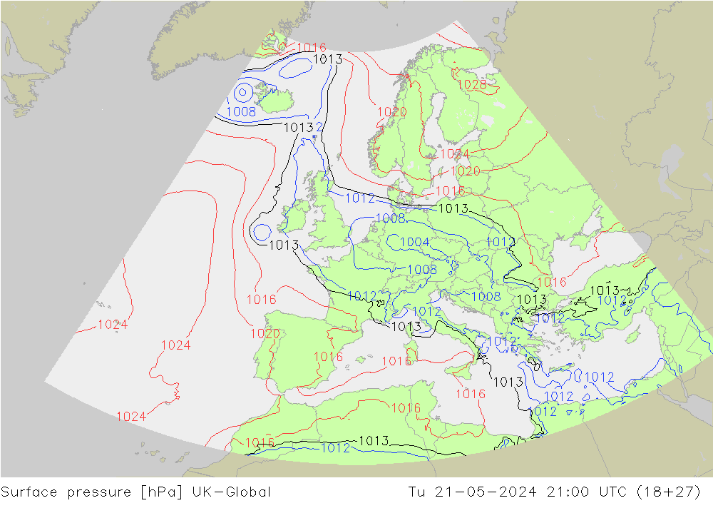Pressione al suolo UK-Global mar 21.05.2024 21 UTC