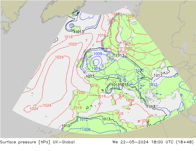 Yer basıncı UK-Global Çar 22.05.2024 18 UTC