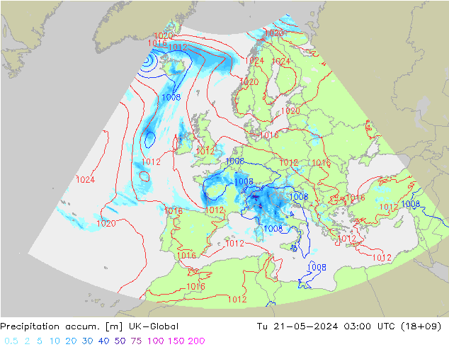 Precipitation accum. UK-Global Ter 21.05.2024 03 UTC